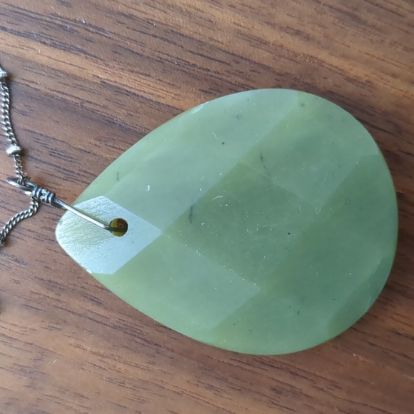 Pendant Necklace - Large Dark Green Stone - Picture 8 of 14